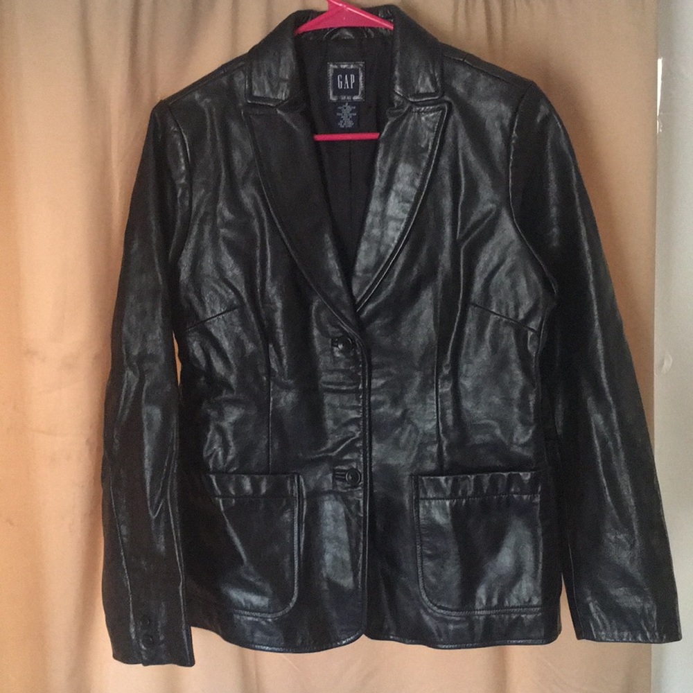 Black leather blazer.